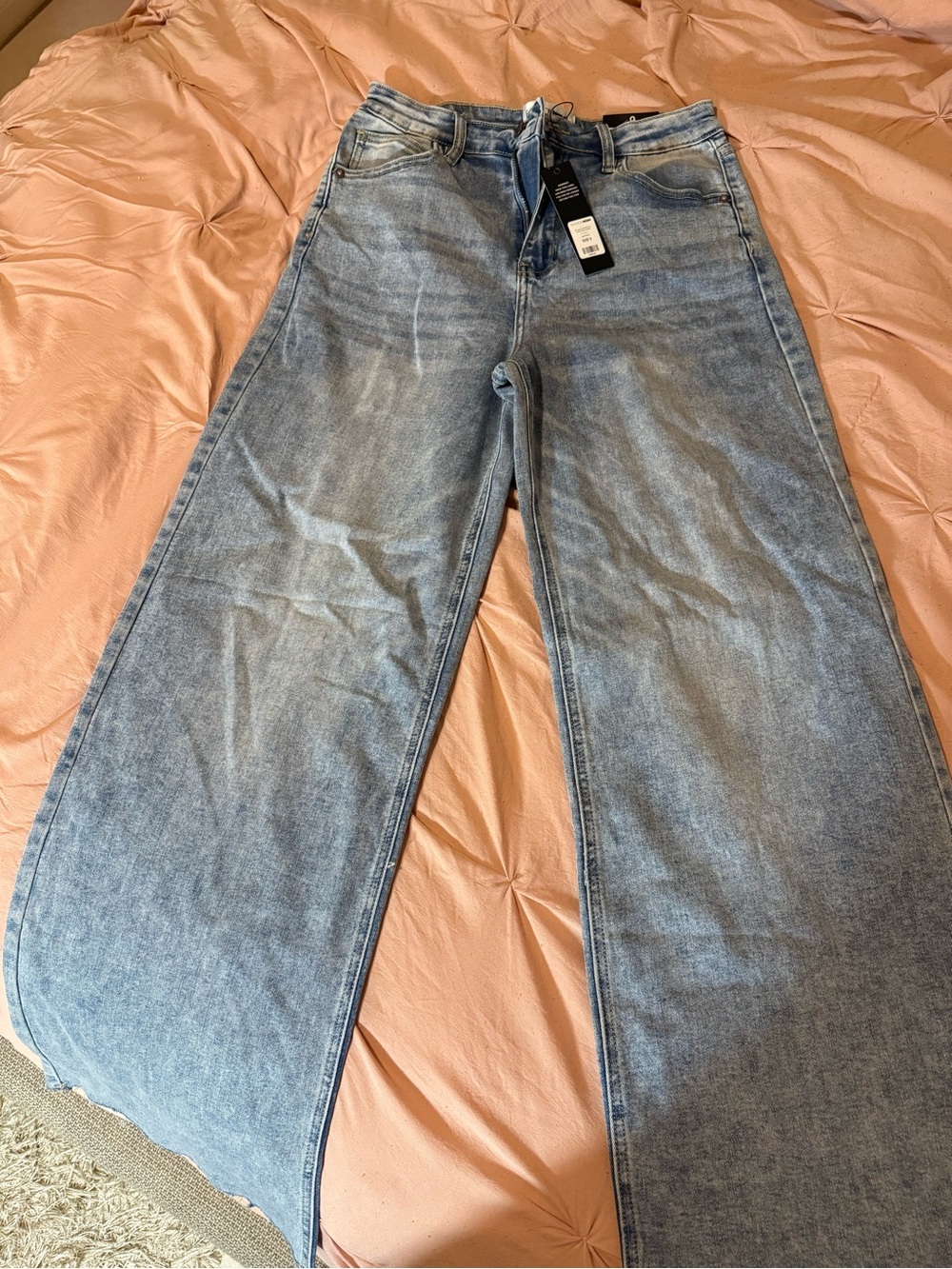 High-Waist Wide Leg Women's Jeans - Light Blue